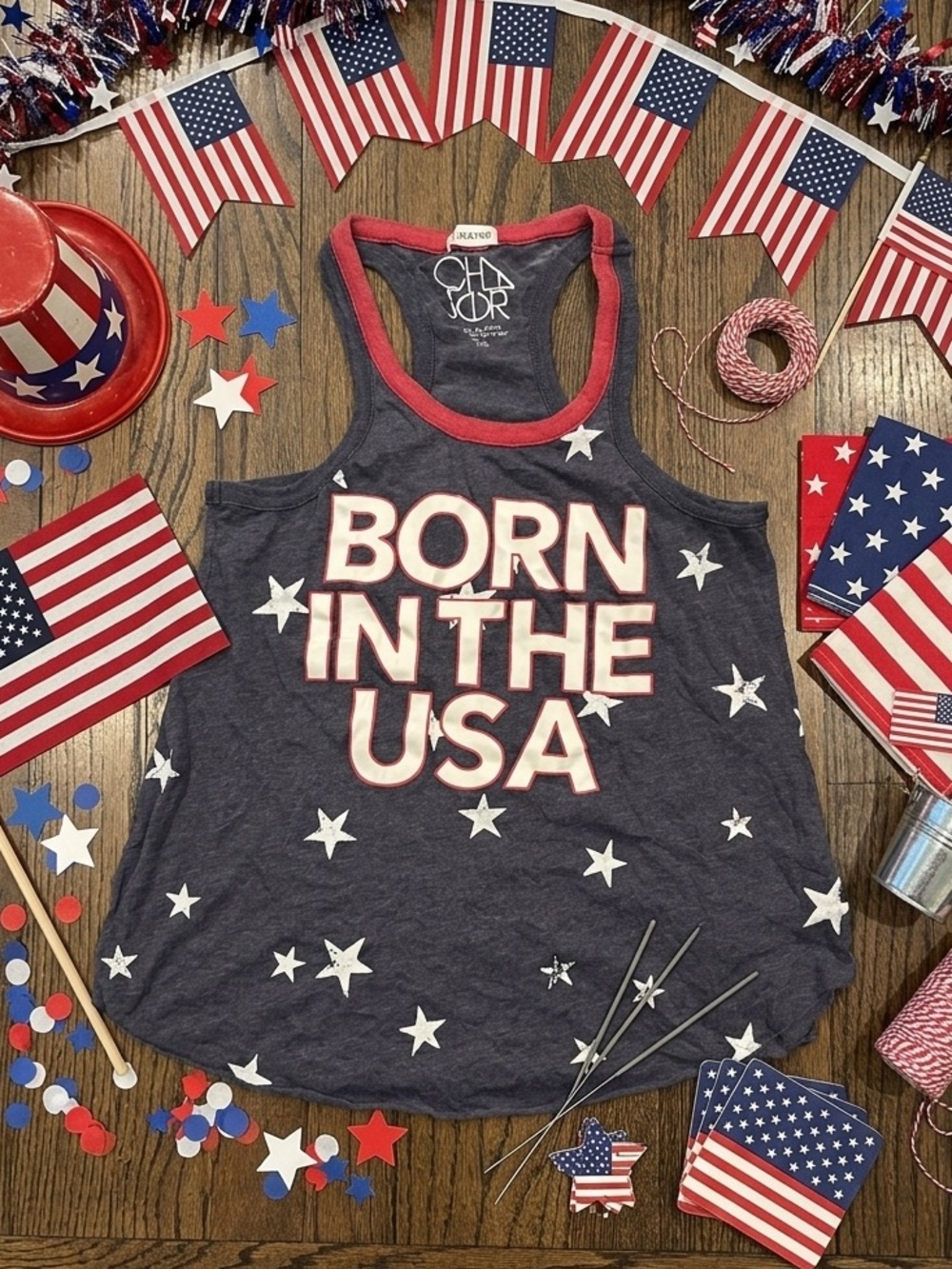Chaser Navy patriotic racerback Tank Top USA 🇺🇸 size xs